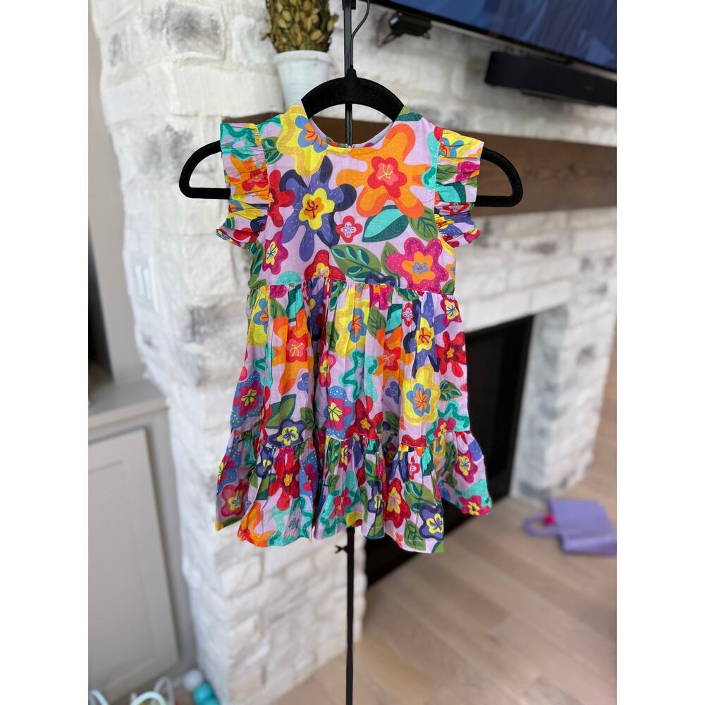 Briton Court Girls Multicolor Floral Print Flutter Sleeve Dress Size 2Y